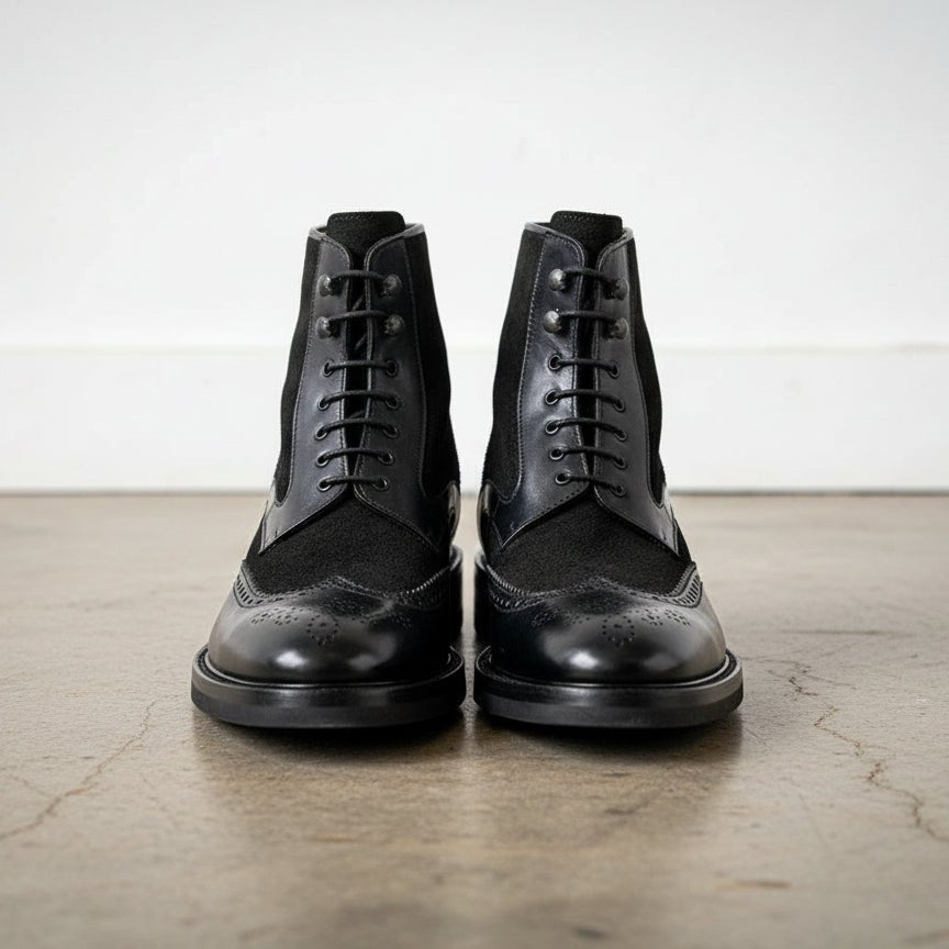 Men's Black Cap-Toe Leather Ankle Boots — Jermyn