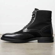 Men's Black Cap-Toe Leather Ankle Boots — Jermyn