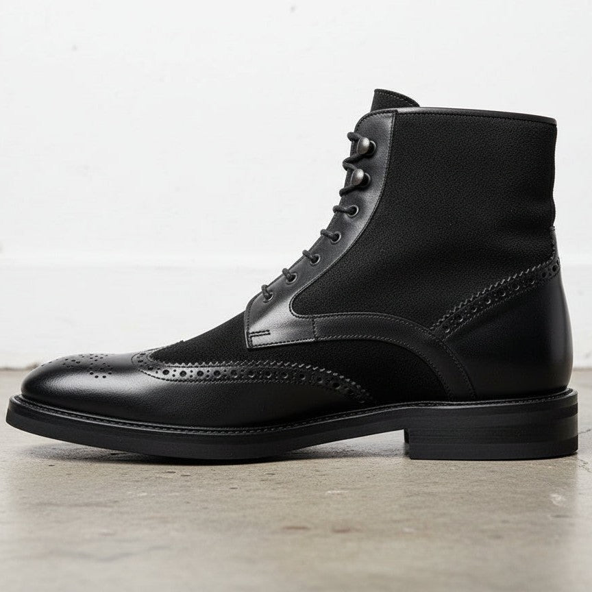 Men's Black Cap-Toe Leather Ankle Boots — Jermyn