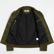 Men's Olive Green Suede Trucker Jacket