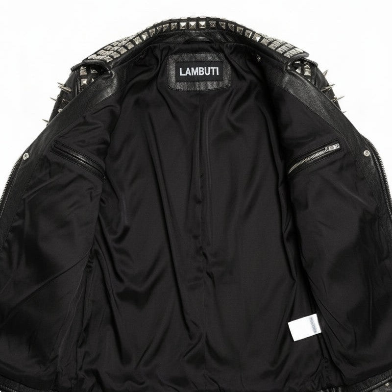 Women's Black Studded Leather Biker Jacket