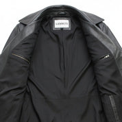 Men's Black Leather Trench Coat