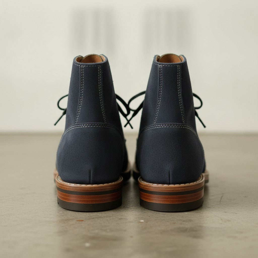 Men's Navy Blue Plain-Toe Suede Ankle Boots