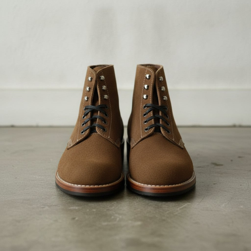 Men's Brown Plain-Toe Suede Ankle Boots