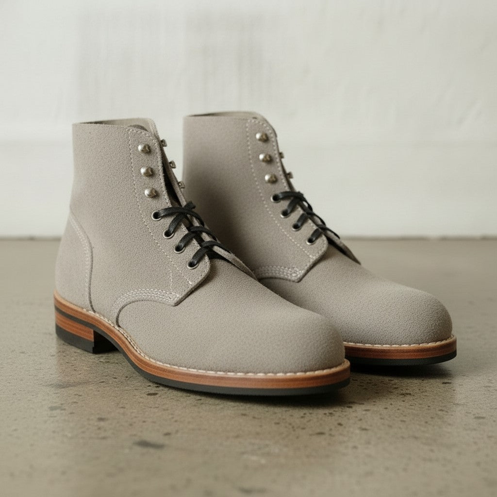 Men's Light Gray Plain-Toe Suede Ankle Boots
