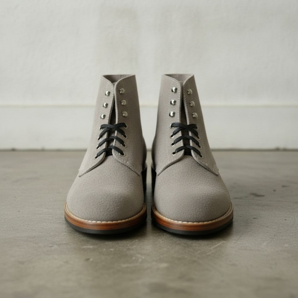 Men's Light Gray Plain-Toe Suede Ankle Boots