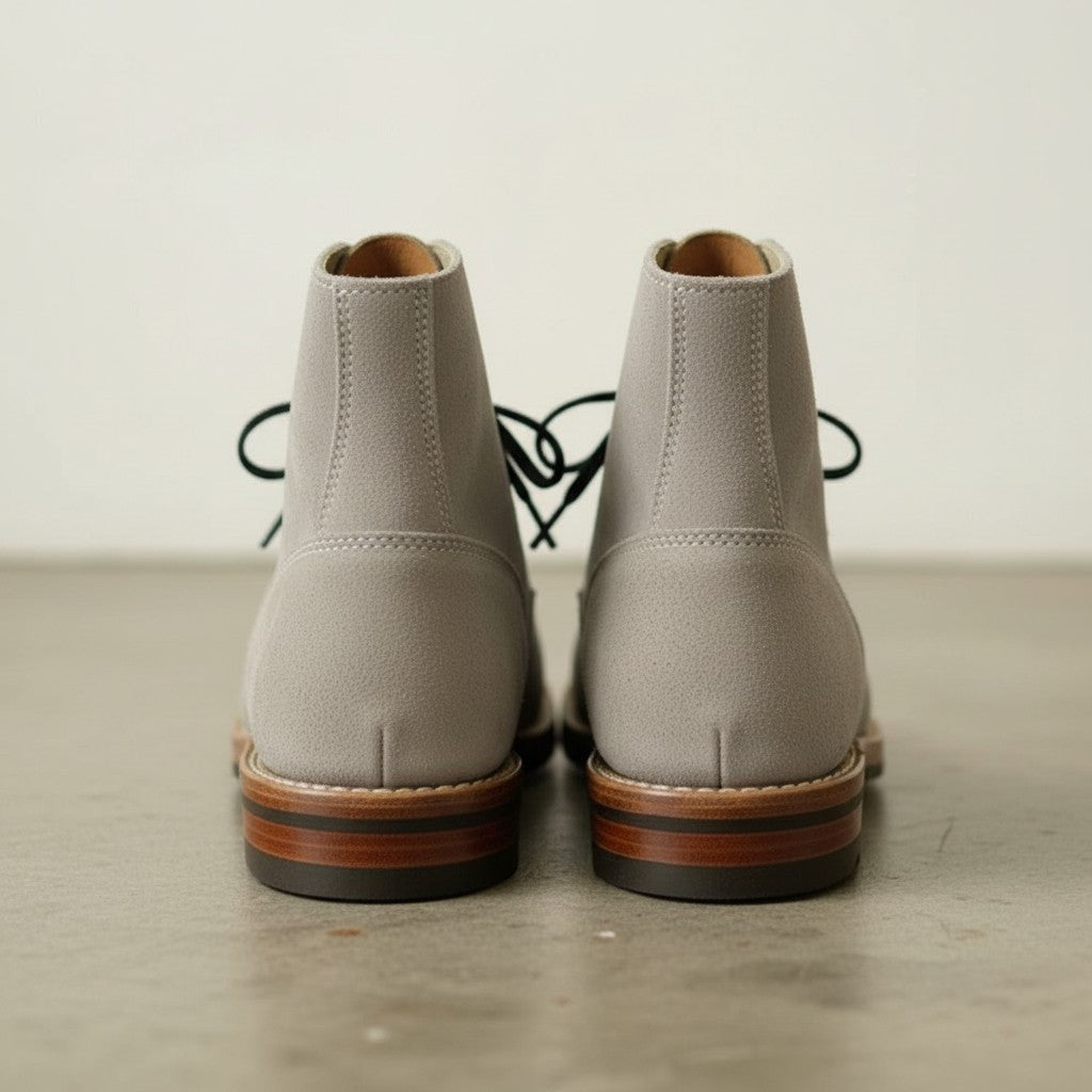 Men's Light Gray Plain-Toe Suede Ankle Boots