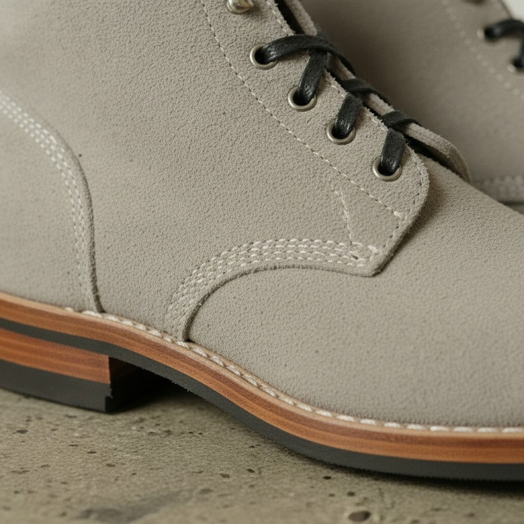 Men's Light Gray Plain-Toe Suede Ankle Boots