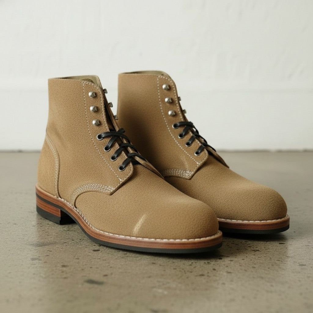 Men's Tan Plain-Toe Suede Ankle Boots