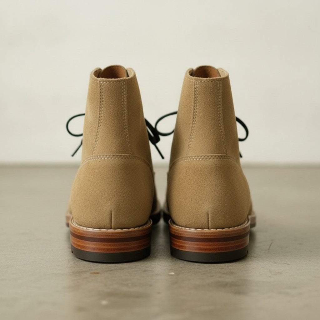 Men's Tan Plain-Toe Suede Ankle Boots
