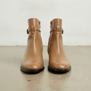 Men's Tan Plain-Toe Leather Ankle Boots