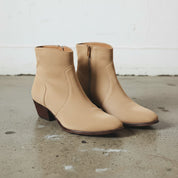 Women's Tan Plain-Toe Suede Ankle Boots
