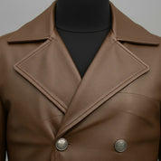 Men's Brown Leather Trench Coat