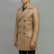 Men's Tan Leather Trench Coat