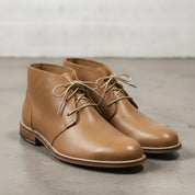 Men's Tan Plain-Toe Leather Chukka Boots