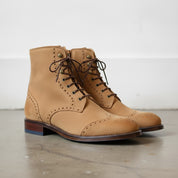 Men's Tan Wingtip Suede Ankle Boots