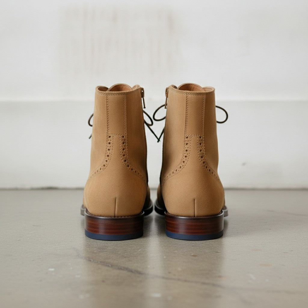 Men's Tan Wingtip Suede Ankle Boots