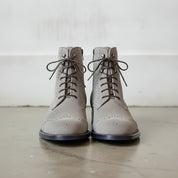 Men's Light Gray Wingtip Suede Ankle Boots