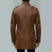 Men's Brown Leather Long Jacket