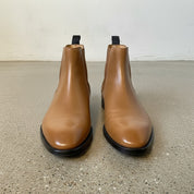 Men's Tan Plain-Toe Leather Chelsea Boots