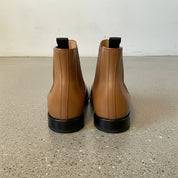 Men's Tan Plain-Toe Leather Chelsea Boots
