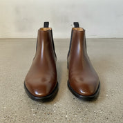 Men's Brown Plain-Toe Leather Chelsea Boots