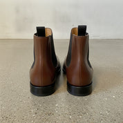 Men's Brown Plain-Toe Leather Chelsea Boots