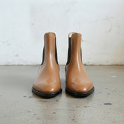 Men's Tan Plain-Toe Leather Chelsea Boots