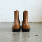 Men's Tan Plain-Toe Leather Chelsea Boots