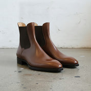 Men's Brown Plain-Toe Leather Chelsea Boots