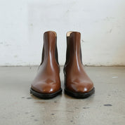 Men's Brown Plain-Toe Leather Chelsea Boots