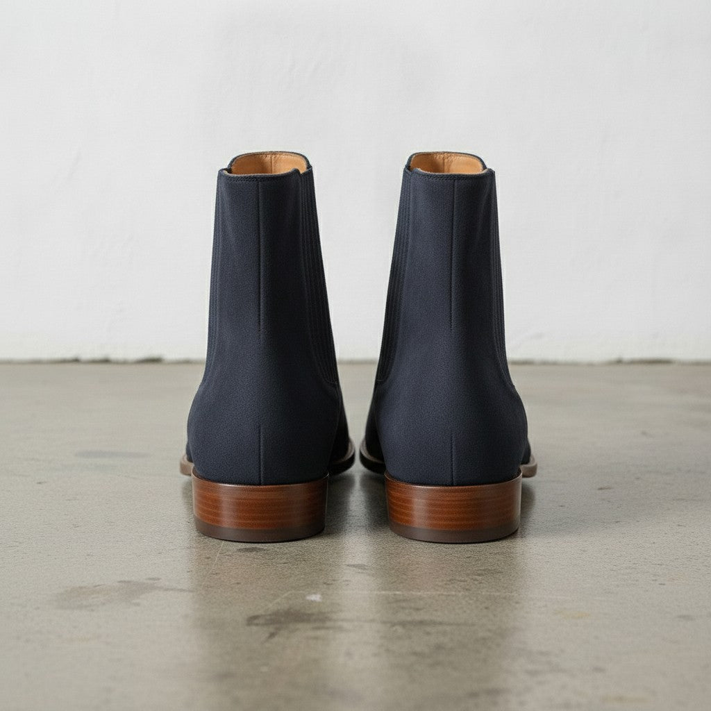 Men's Navy Blue Suede Chelsea Boots