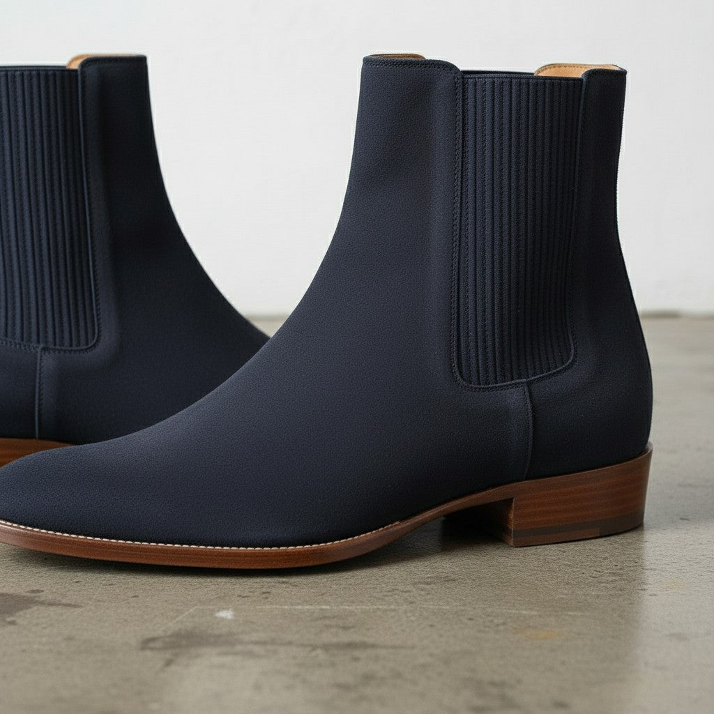 Men's Navy Blue Suede Chelsea Boots