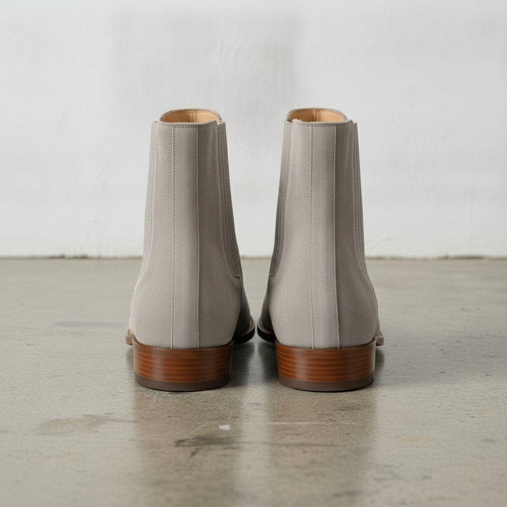 Men's Light Gray Suede Chelsea Boots