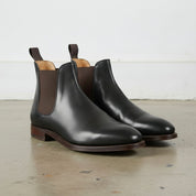 Men's Black Plain-Toe Leather Chelsea Boots