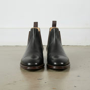 Men's Black Plain-Toe Leather Chelsea Boots