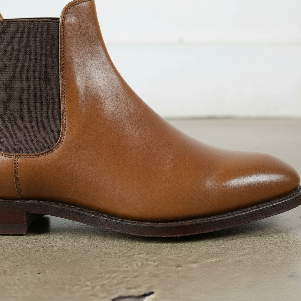 Men's Brown Plain-Toe Leather Chelsea Boots