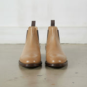 Men's Tan Plain-Toe Leather Chelsea Boots