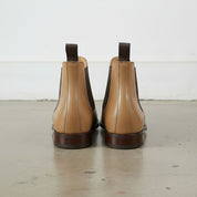 Men's Tan Plain-Toe Leather Chelsea Boots