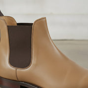 Men's Tan Plain-Toe Leather Chelsea Boots