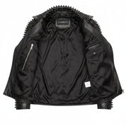 Men's Black Studded Leather Biker Jacket