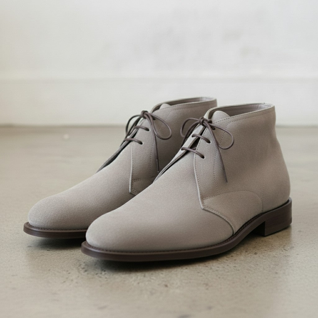 Men's Light Gray Suede Chukka Boots