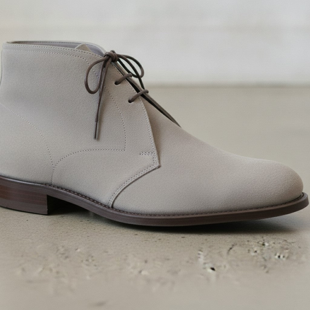 Men's Light Gray Suede Chukka Boots