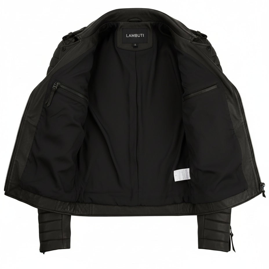 Men's Black Leather Biker Jacket