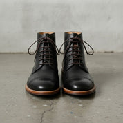 Men's Black Cap-Toe Leather Oxford Boots