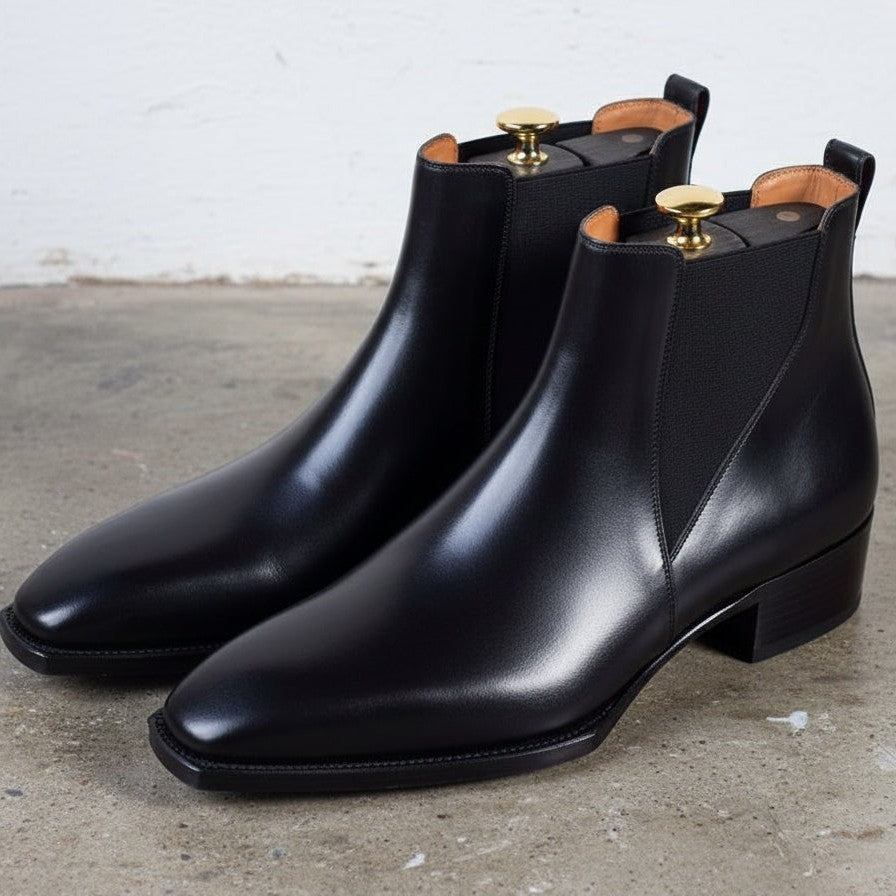 Men's Black Leather Chelsea Boots
