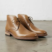 Men's Tan Plain-Toe Leather Chukka Boots