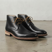 Men's Black Plain-Toe Leather Chukka Boots