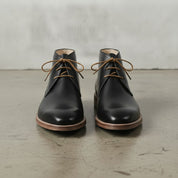 Men's Black Plain-Toe Leather Chukka Boots