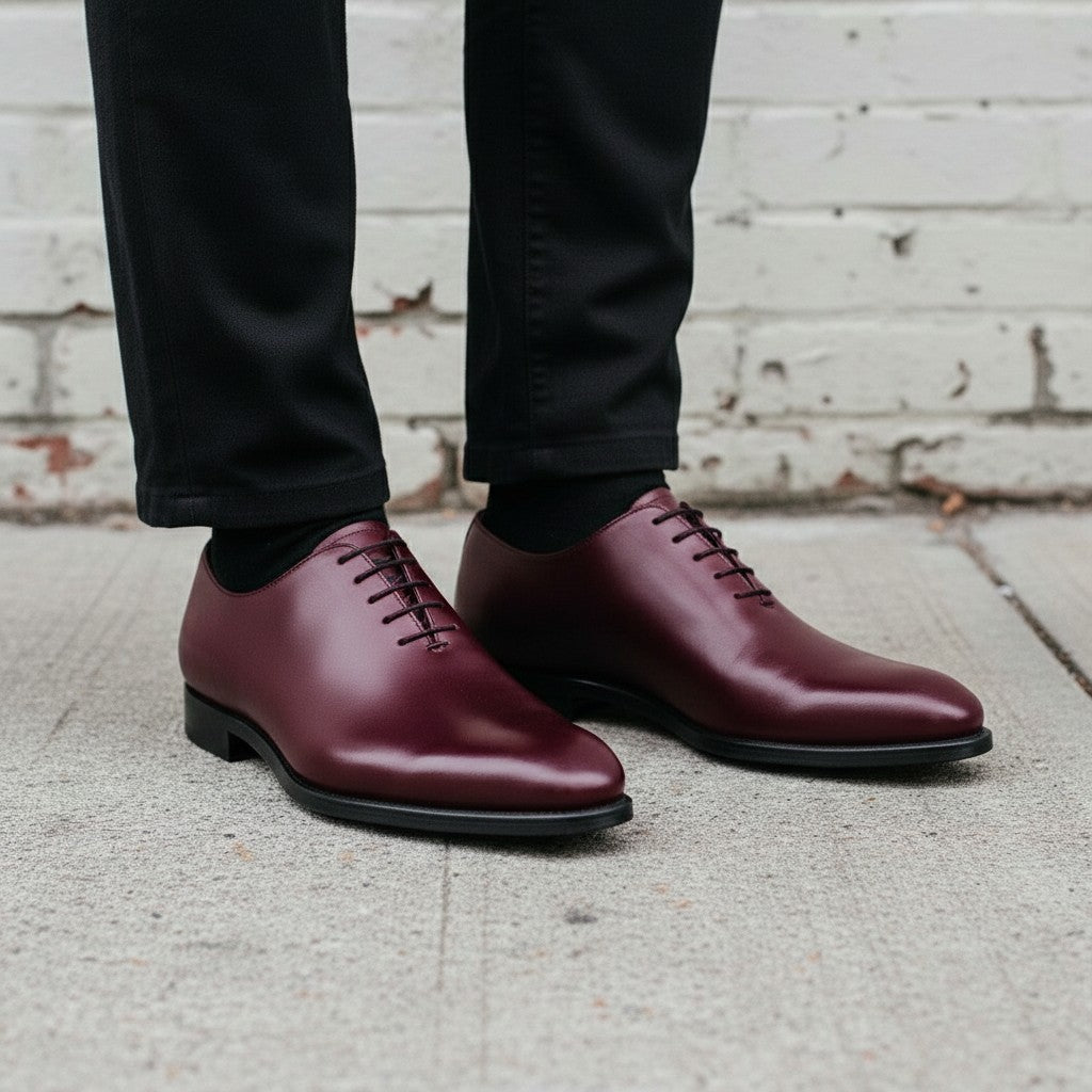 Men's Burgundy Leather Oxfords
